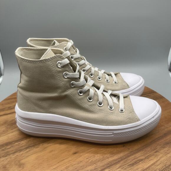 Converse CTAS All Star Lift Shoes Womens 10 Tan Canvas Hi Top Platform Sneakers - Picture 1 of 8